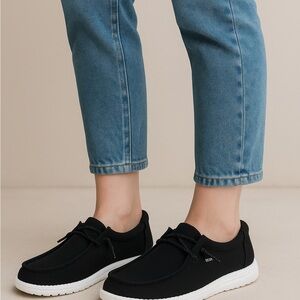 Hey Dude Wendy Abyss Shoes W8 Black Lightweight Women's Casual Loafers‎
